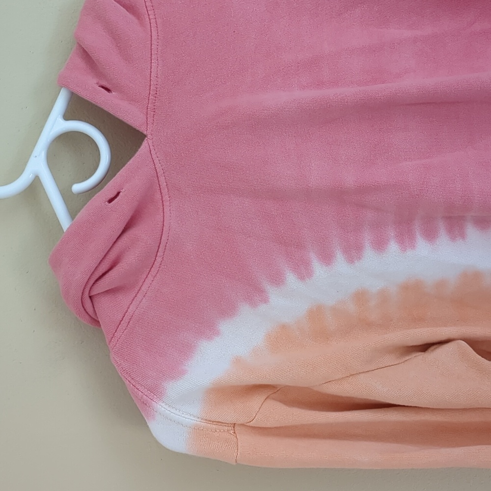 Medium Wildfox Orange And Pink Tie Dye Hoodie Cutoff Style Casual - Picture 3 of 14